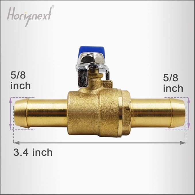 5/8 inch mini 2 way brass barb air ball valve for water gas fuel shut cut off 16mm pex tubing, (2 pcs in pack)