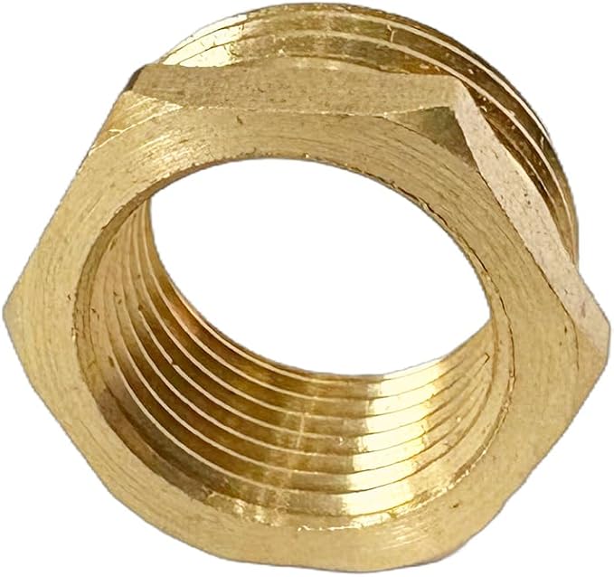 1/2" NPT Male x 3/8" NPT Female Brass Reducer Hex Bushing Threaded Pipe Fitting Reducing Adapter Pack of 2
