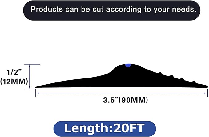 ToLanbbt 20Ft/6M Universal Garage Threshold Seal Strip with 300ml Black Sealants/Adhesives, Garage Door Bottom Weatherproof Strip Rubber DIY Weather Stripping Replacement (Black-Blue Line)