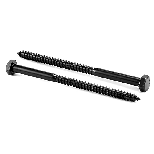 5/16" x 5" Hex Head Lag Screws Bolts 10Pcs 304 Stainless Steel 18-8, Partial Thread, Hexagon Head Wood Screws by Black Oxide by SG TZH