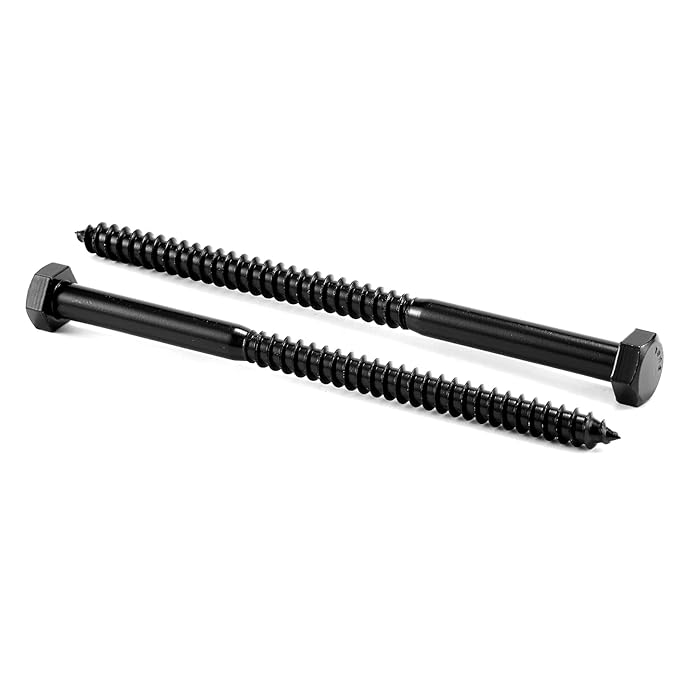 1/2" x 5" Hex Head Lag Screws Bolts 20Pcs 304 Stainless Steel 18-8, Partial Thread, Hexagon Head Wood Screws by Black Oxide by SG TZH
