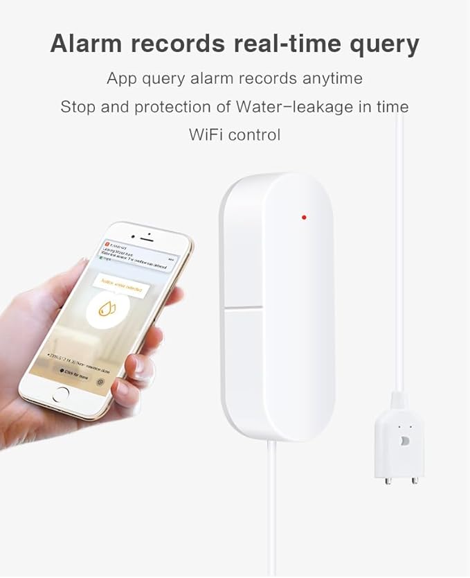 UseeLink WiFi Water Sensor, Smart Water Leak Detector, 100dB Adjustable Alerts & App Smart Push, IP67 Waterproof, Wireless Detector for Kitchen, Bathroom, Basement, No Hub Required