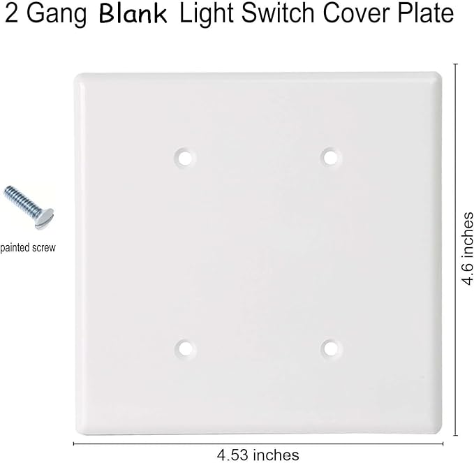 Blank Wall Plates 2-Gang blank Switch Outlet Electrical Cover Plate Unbreakable Thermoplastic Faceplate for Light Receptacle Outlet Switch, White (2 Pack)