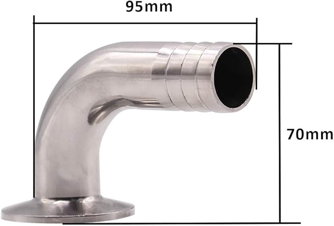 DERNORD Sanitary Hose Barb Pipe Fitting 1.5" Tri Clamp (50.5MM Ferrule) 90 Degree Elbow (Tube OD: 1"/25MM (1.5 Tri-clamp))