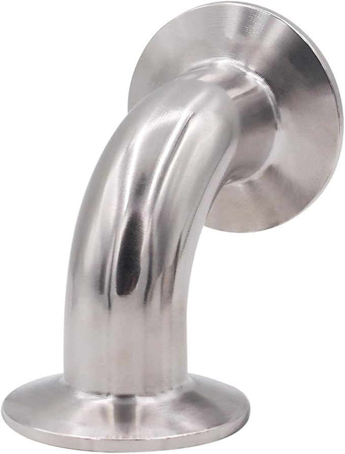 DERNORD 2 Pack 1" Tube OD Sanitary Ferrule Elbow 90 Degree Pipe Fitting with 4 Silicone Gaskets SUS304 Tri Clamp 1.5 Inch