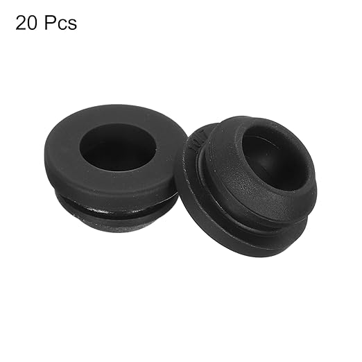 MECCANIXITY 20Pcs Snap Rubber Grommet Plug Mount Dia 10.5mm ID 7.5mm Narrow Groove Width 2mm Seal Anti-Scratch for Electrical Box Cable Pipes Black