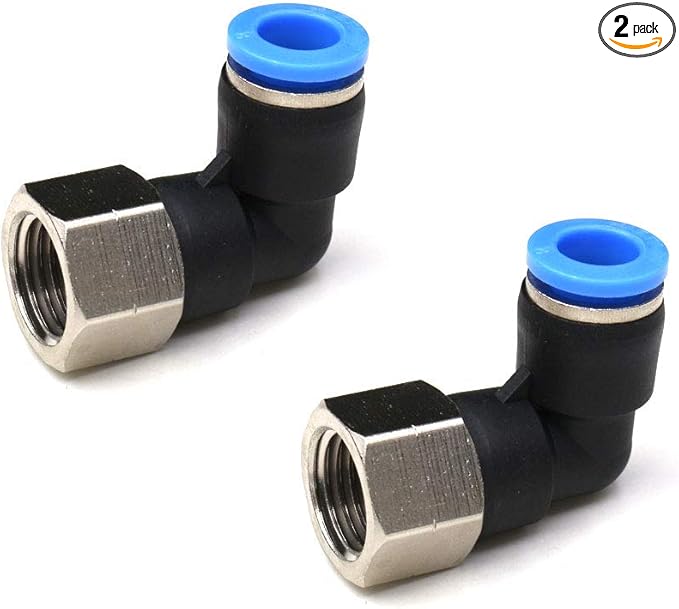 1/4 NPT Elbow Push to Connect Fittings,CEKER 8MM Tube Od x 1/4" NPT Female Air Fittings Quick Connect Tube Fittings Pneumatic Fittings Push Lock Fittings Push In Connectors 2Packs
