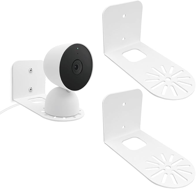 Large Metal Wall Mount Holder fits for Google Nest Indoor 2nd Generation Wired Cam and Ring Cam, Flexible Installation Camera Shelf for Better View Angle Mount on Wall Deck,2 Pack