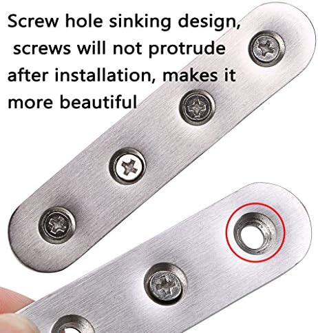 Sumnacon 8Pcs Stainless Steel Flat Plates - 4 Inch Heavy Duty Mending Plate Straight Corner Brace Brackets Connector Furniture Repair Fixing Joint with Screws, Silver