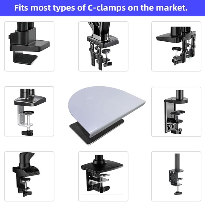 Steel Monitor Mount Reinforcement Plate，Monitor Arm Reinforcement Plate for Fragile Tabletop, Monitor Mount Reinforcement Plate Fits Most Monitor Stand C Clamp Installation (White-1)