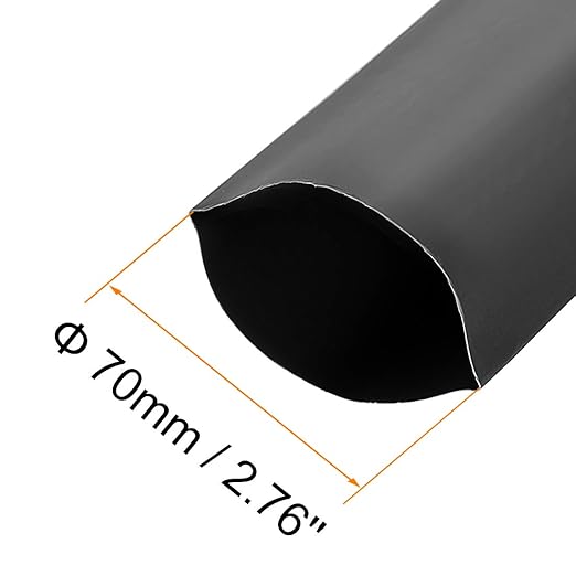 uxcell Heat Shrink Tubing, 70mm Dia 113mm Flat Width 2:1 Rate Shrinkable Tube Cable Sleeve 1m - Black