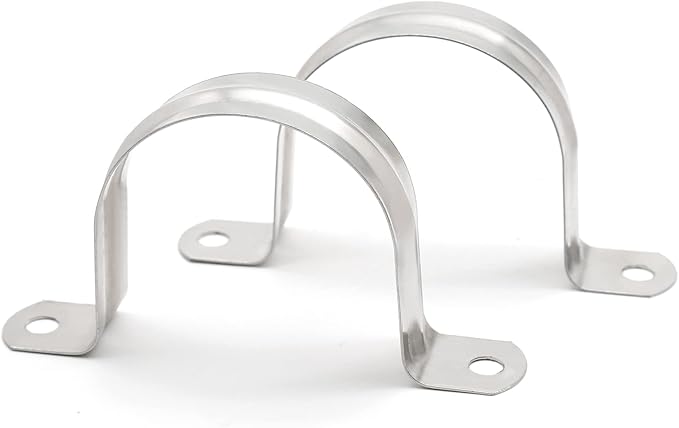 10PCS M50 (2 Inch) Conduit Clamps, Stainless Steel Two Hole Strap U Bracket Rigid Pipe Strip, Cable Clamp Hanger with 2 Holes Fit for 2 inch Pipes OD
