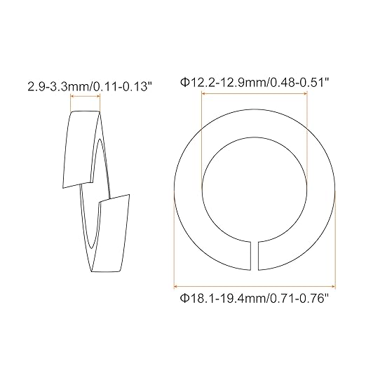 uxcell 5 Pcs Spring Lock Washer, M12 Split Lock Washer Assortment Copper Lock Washers for Screws Bolts Nuts