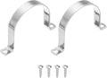 uxcell 2Pcs 76mm(3") Two Hole Rigid Pipe Strap, 304 Stainless Steel Conduit Clamp Thicken U Bracket Heavy Duty Pipe Clamp with Self-Tapping Screws for Fixing Tube Cable, Silver