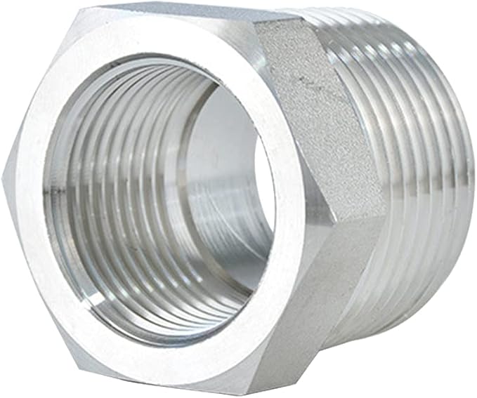 Joywayus Stainless Steel Hex Head Bushing Reducer Pipe Fitting 1/4 NPT Male × 1/8 NPT Female (Pack of 2)