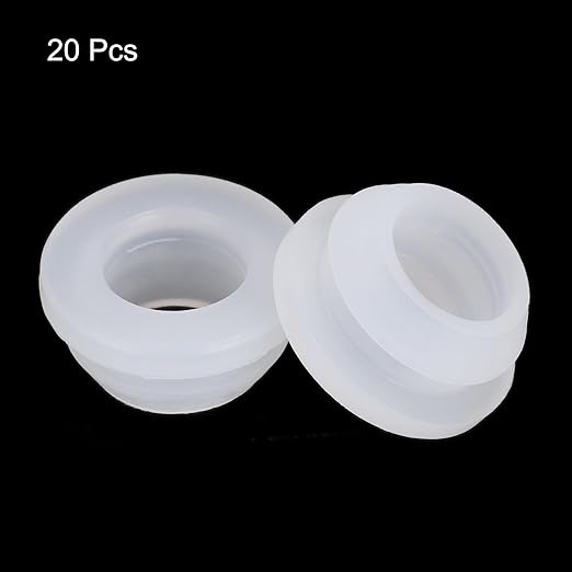 MECCANIXITY 20Pcs Snap Rubber Grommet Plug Mount Dia 10.5mm ID 7.5mm Narrow Groove Width 2mm Seal Anti-Scratch for Electrical Box Cable Pipes Transparent