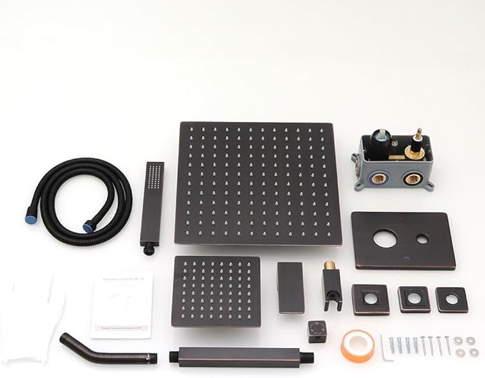 Shower Faucet Set Oil Rubbed Bronze Shower System, Knob Switch Diverter Shower Faucet with High Pressure Handheld Spray, Ceiling Mount 12 Inch Shower Head with 6 Inch Wall Mount Shower Head