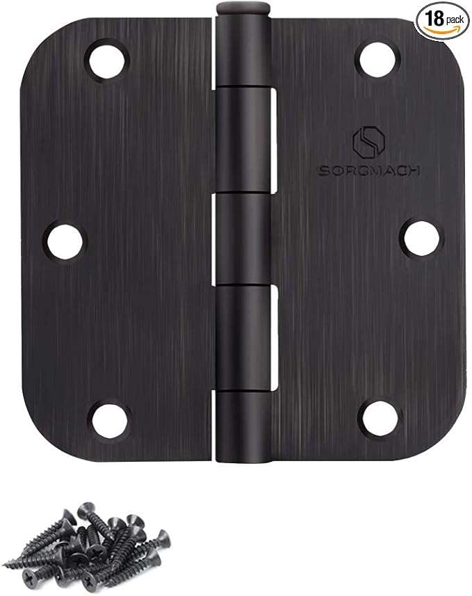 Door Hinges Oil Rubbed Bronze Hinges 3.5 in 5/8" Radius Corners 18 Pack Hinge Interior Hinge Hardware