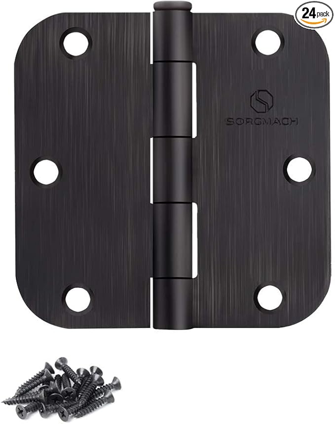 24 Pack Door Hinges Oil Rubbed Bronze Hinges 3.5 in 5/8" Radius Corners Black Hinge Interior Hinge Hardware