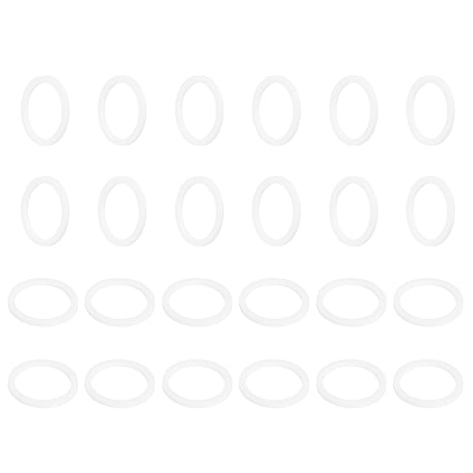 MECCANIXITY PTFE Flat Washers, 24Pack 30mm OD 24mm ID 2mm Thick Sealing Spacer Gasket Ring for Faucet Pipe Hose Bolt Machinery, White