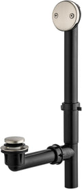 Artiwell 1-1/2" Black Tubular Bath Drain Kit with Tip-Toe Bath Drain Stopper, Touch-Toe Tub Drain, Tip Toe Bathtub Drain Waste and Overflow with Plug and Bathtub Overflow Drain Cover, Brushed Nickel
