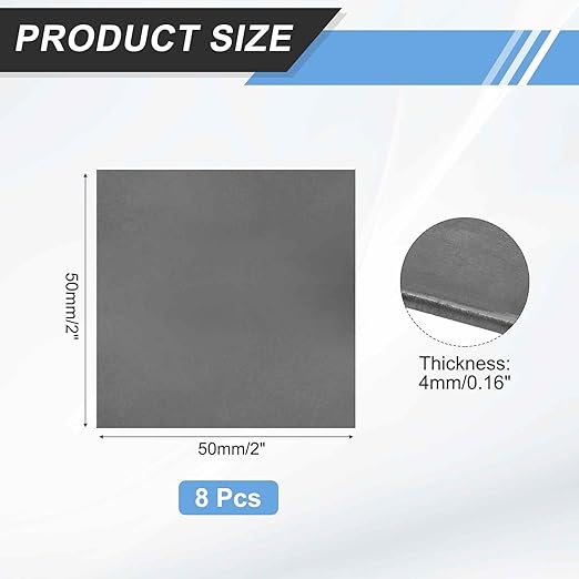 MECCANIXITY 8pcs 3/16"(4mm) x2 x2 Steel Plate, Black Hot Rolled A36 Steel Sheet Plate Base, Square Weldable Metal Discs for Industrial Construction Structural Support