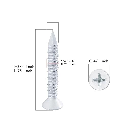 WenSilon(100 PCS) 1/4" x1-3/4 White Concrete Screw Anchor White Flat Head for Anchoring to Masonry, Block or Brick Stucco
