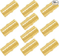 Hooshing 3/4 Inch PEX Fitting Straight Coupling Crimp Brass Barb For PEX Pipe Plumbing Jobs, Pack of 10