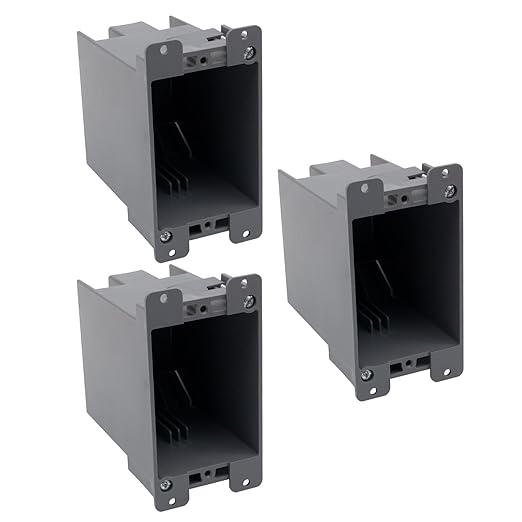 Old Work PVC Cut in Electrical Box, Durable Grey 1 Gang Outlet Box for Home Upgrades, ETL Certified 20 Cubic inches Switch & Outlet Boxes, 3 Packs