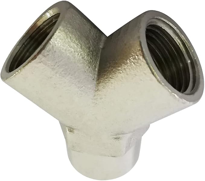 Brass Nickel Plated Pipe Fitting Wye Tee 3 ways Connector 1/4" NPT Female x 1/4" NPT Female x 1/4" NPT Female, Pack of 2