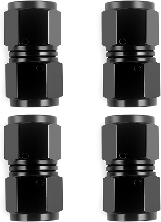 8AN Female to 8AN Female Straight Swivel Coupler Fitting Adapter 3/4-16UNF Thread Aluminium Anodized Black 4PCS