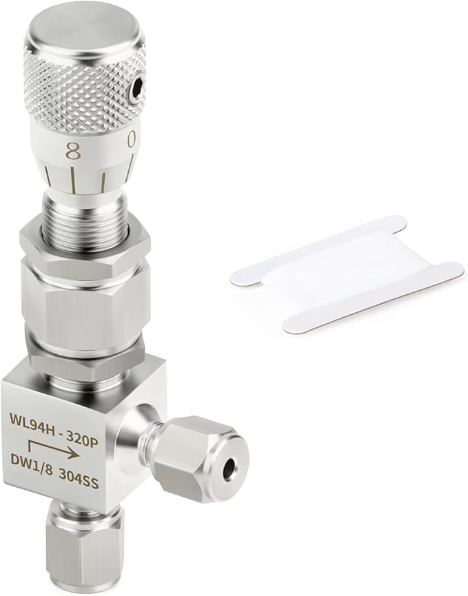 TAISHER 1PCS 304 Stainless Steel Reduce Port 3mm 90 Degree Elbow Needle Valve 1/8" OD，Accurate Dials For Micro Flow Control Instrument Gauge Water Gas Oil