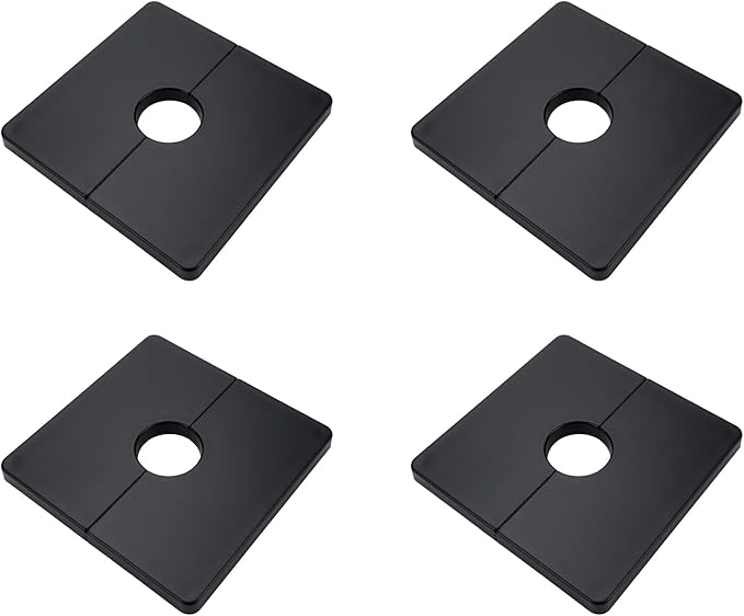 4 Pcs Wall Split Flange, ABS Square Self-Adhesive Escutcheon Plate Buckles Design for 0.86"/22mm Diameter Pipe