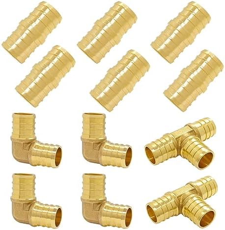 Hooshing 12 Pack 3/4" PEX Fitting Combo, Straight Coupling, Elbow, Tee Set