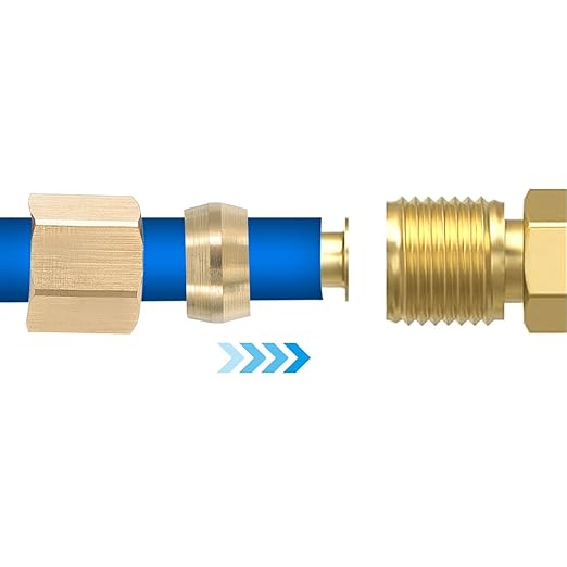PATIKIL 1/8" Brass Compression Fittings,100Pcs Compression Insert Tube Fitting for Connecting Air, Fuel, Water, Oil and Inert Gases Lines