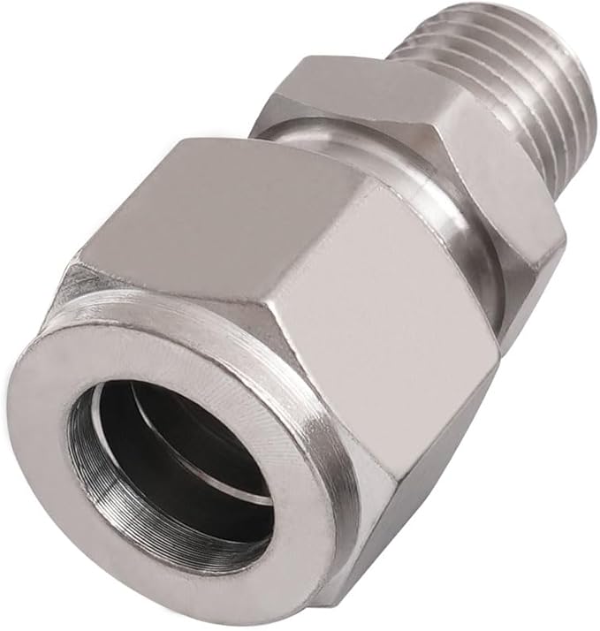 Stainless Steel 304 Compression Fitting to connect 1/2 inch OD tube x 1/4 NPT Male thread Coupler, for brass copper stainless steel tubing