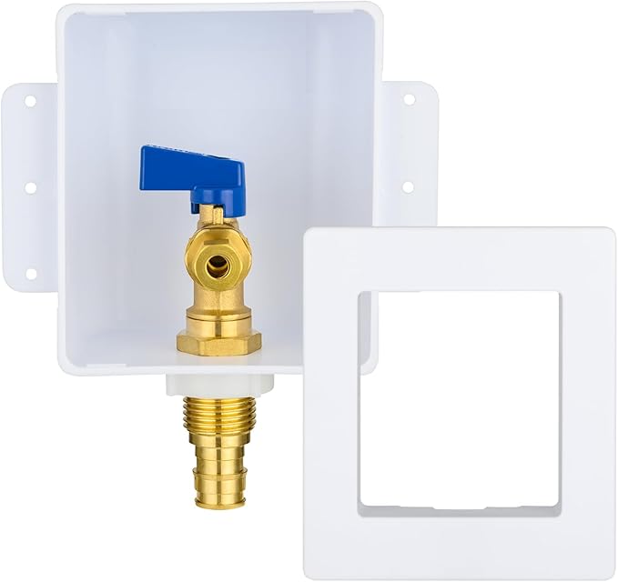Ice Maker Outlet Box,1/2 Inch PEX-A F1960 Expansion Inlet and 1/4 Inch OD Compression Outlet Connection, Icemaker Box with Installed 1/4-Turn Ball Valve
