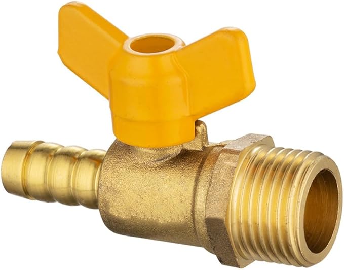 Brass Shut-Off Ball Valve with Comfortable Handle, 1/2 Inch External Thread, High-Pressure Design for Fuel, Gas, Water, Oil and Air Flow Control in Residential and Industrial Plumbing Systems