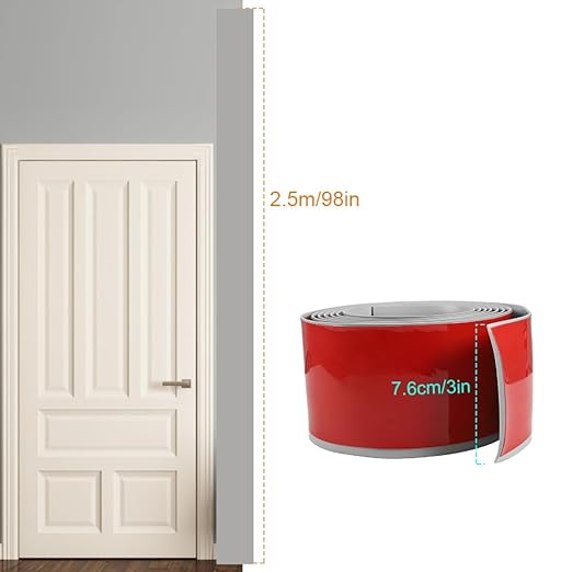 8Ft Floor Transition Strip, 3in Wide Self Adhesive Vinyl Threshold Strip for Joining Floor Gaps Wood Grain Design Tap(Gray)