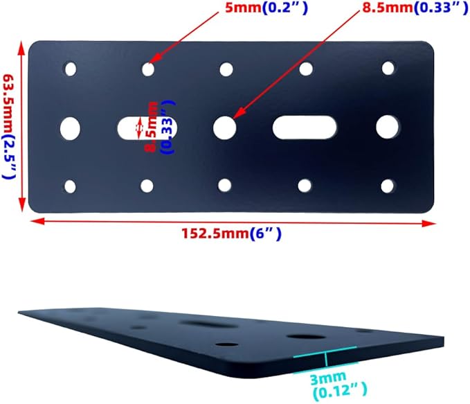 4 PCS 6"X2.5" Straight Steel Flat Plate,Heavy Duty Mending Plate Joining Brackets, Connecting Brackets, I Strap Metal Plate. Fit 4x4,6x6 for Repair House,Furniture,Straight Flat Plate for tress