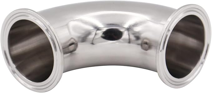 DERNORD 2 Pack 2" Tube OD Sanitary Ferrule Elbow 90 Degree Pipe Fitting with 4 Silicone Gaskets SUS304 Tri Clamp 2 Inch
