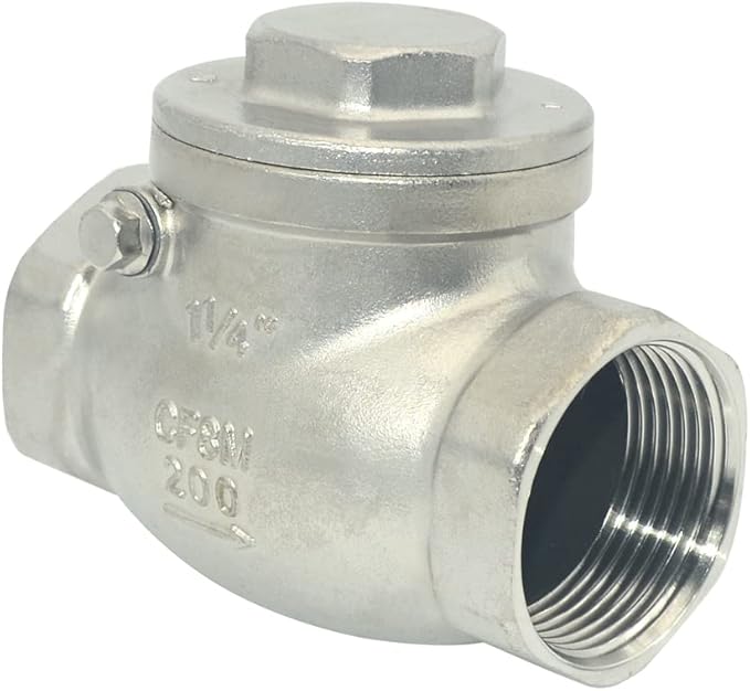 1-1/4" Stainless Steel SS316 Swing Check Valve,NPT Female x Female Thread,WOG 200 PSI PN16 CF8M