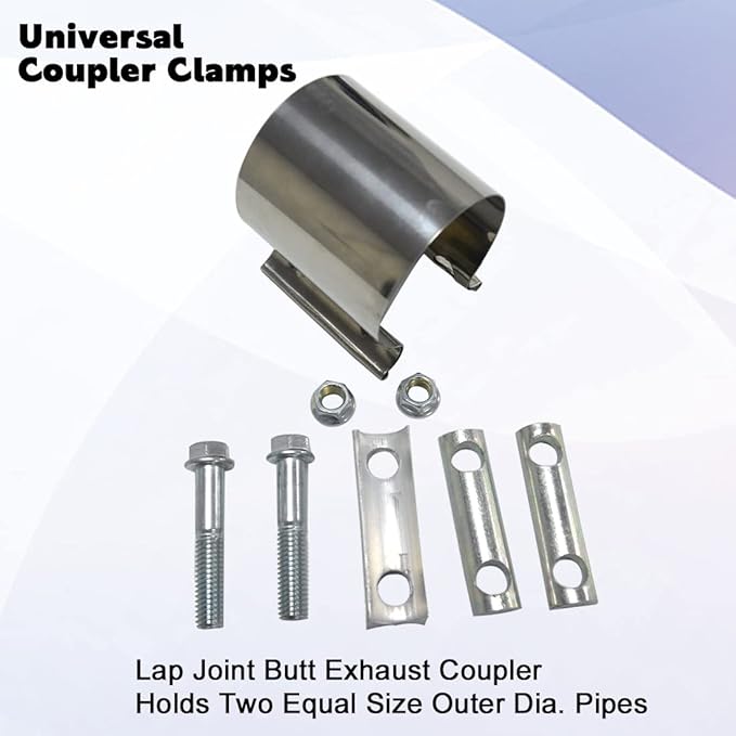 3 inch Exhaust Lap Joint Butt Clamp, Stainless Steel 3" Muffler Band Clamp fit over OD 3 inch Pipes