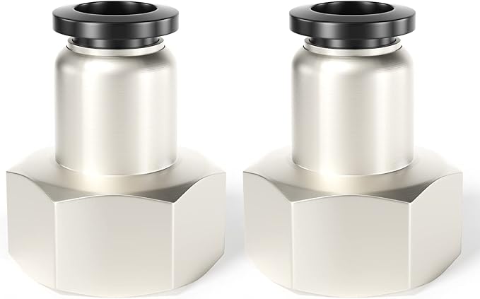 TAILONZ PNEUMATIC Female Straight 1/2 Inch Tube OD x 1/2 Inch NPT Thread Push to Connect Fittings PCF-1/2-N4(Pack of 2)