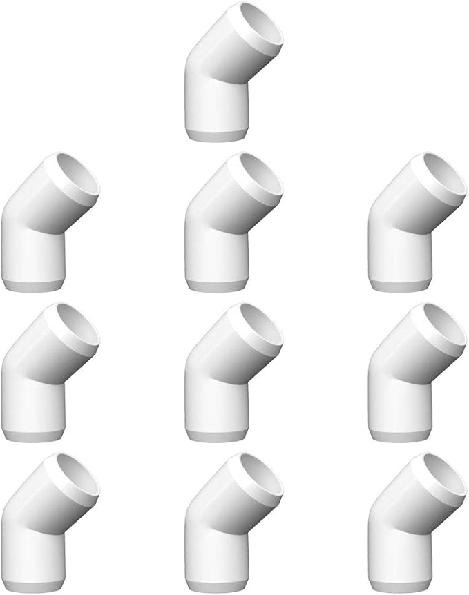 ‌letsFix 45 Degree PVC Fittings 3/4 Inch (10-Pack), Furniture-Grade, Heavy-Duty Pipe Connectors for Plumbing, DIY Projects, and Home Furniture Assembly, Compatible with 3/4" Schedule 40 PVC Pipes‌