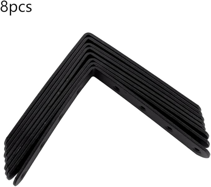 8Pcs Black L Brackets 5x5 Inch - Heavy Duty Corner Shelf Brackets for Wood Bookshelves, Steel Construction with Screws, Right Angle Brace Support
