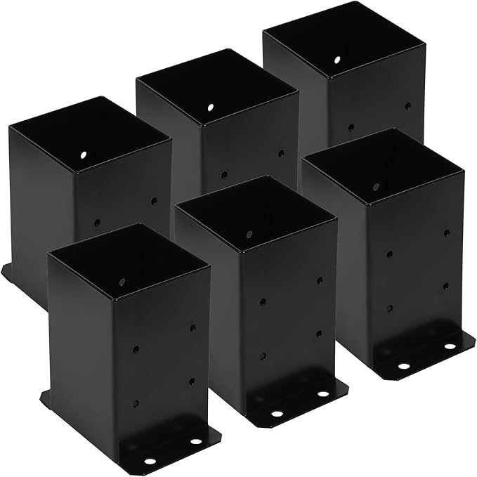 4x4 Post Base 6Pcs Wood Fence Post Bracket Anchor Base Brackets Deck Post Base for Pergola Railing Mailbox Deck (Inner Size 3.6x3.6)