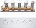 AYIVG Thermostatic 4-Function 4-Outlet Solid Brass Mixer Shower Valve & Trims in Polished Chrome Can Simultaneous Operation, Flows Can Be Controlled, 5 Round Handles