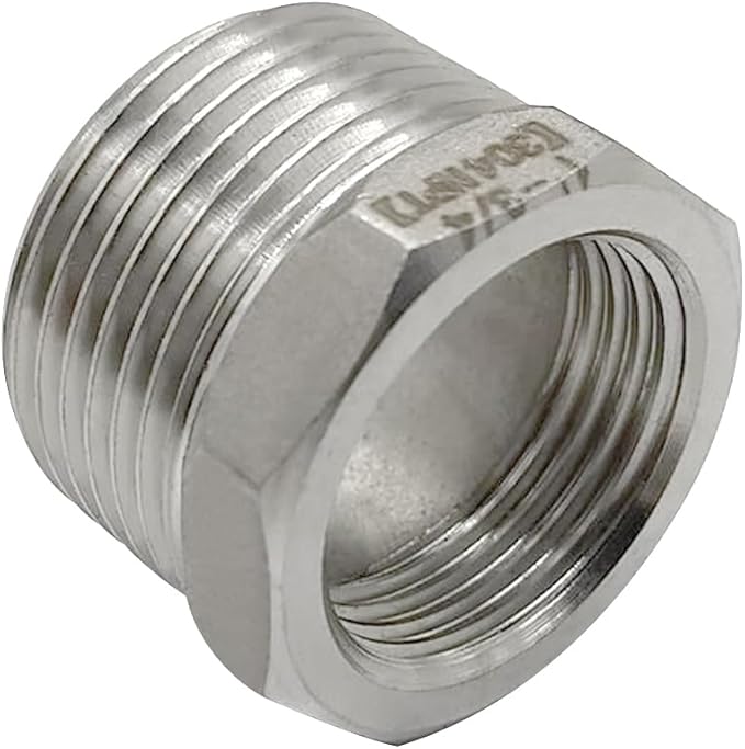 Beduan Stainless Steel Reducer Hex Bushing 1" Male NPT to 3/4" Female NPT Reducing Cast Pipe Adapter Fitting for Air Water Gas Fuel(Pack of 5)