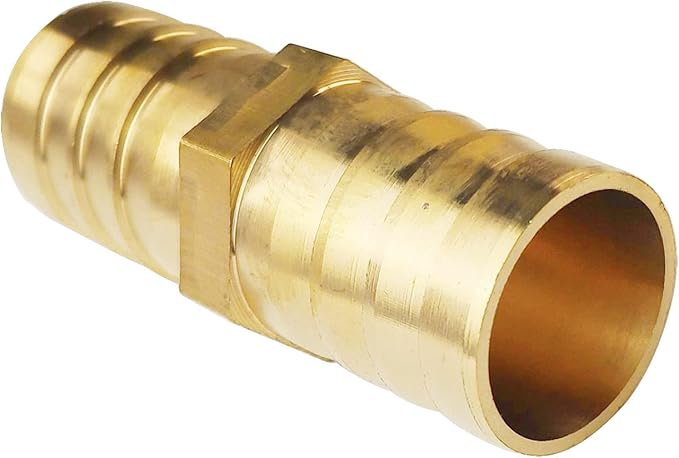 2PCs 3/4" Brass Hose Barb Fitting Straight Shape Barbed Splicer Mender Union Fitting with 4PCs Hose Clamp for Oil Water Air